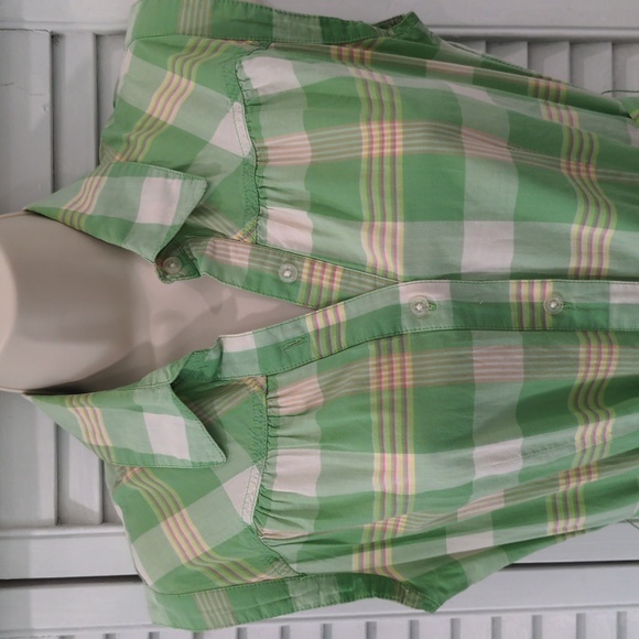 Merona shirt dress, size 6, green/white plaid - Picture 2 of 4